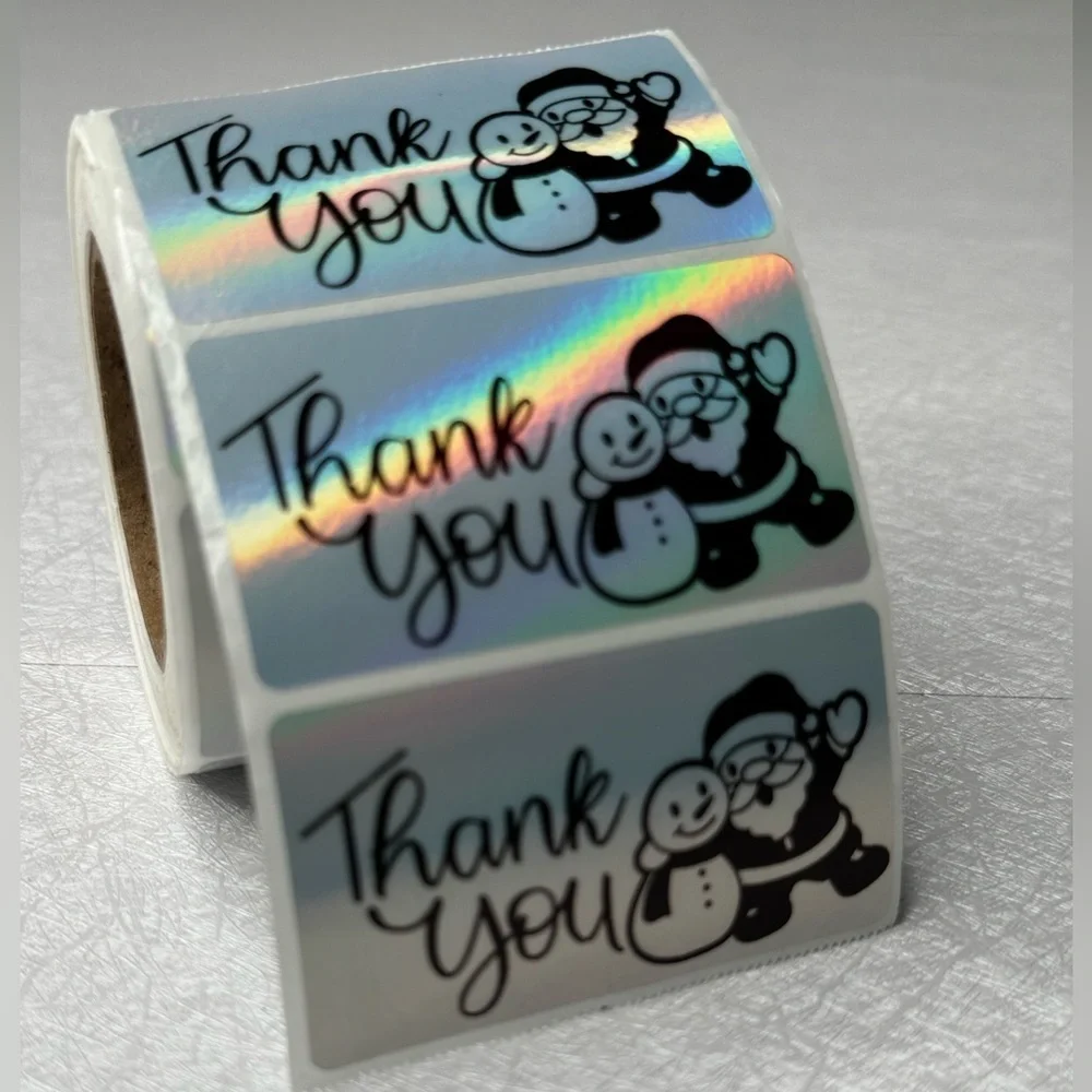 100 Thank You Christmas Stickers, Envelope Seals, Labels, Tags, Stamps,2.25